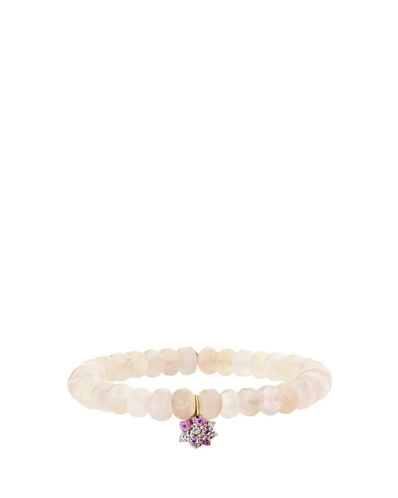 Sydney Evan 14k Morganite Beaded Bracelet with Disc Charm