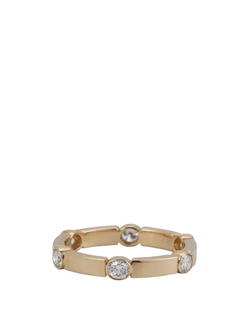 ILEANA MAKRI 1K Yellow Gold Stepping Stones Stream Ring with Diamonds