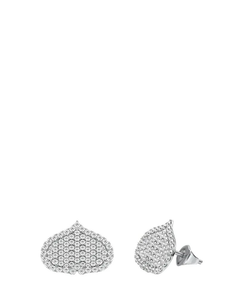 KAMAL Eye Adore Stud Earrings in Gold and White Diamonds, 15mm