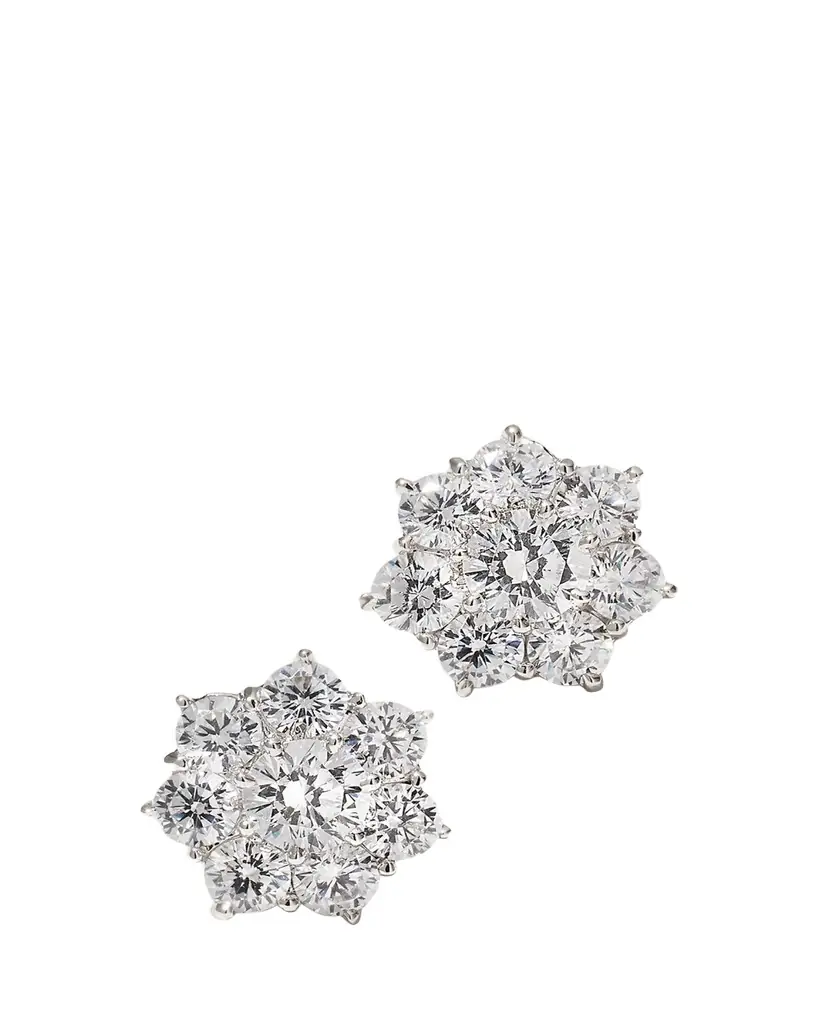Fantasia by DeSerio Flower CZ Crystal Stud Earrings