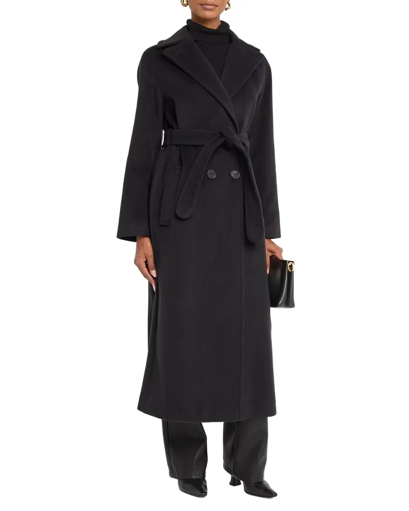 Akris punto Long Double-Breast Belted Wool-Cashmere Coat