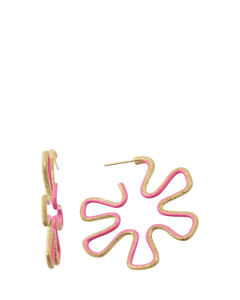 Bea Bongiasca 9K Gold Diamond and Pink Enamel Polka Dot Earrings