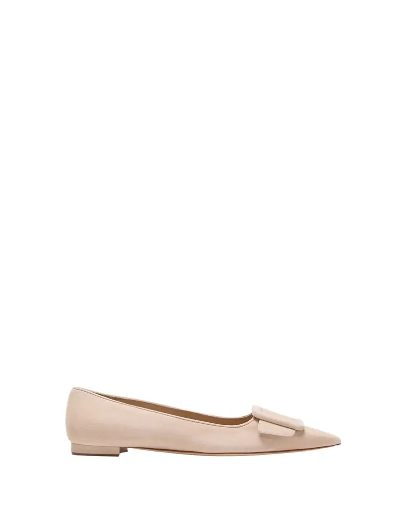 Manolo Blahnik Maysale Suede Buckle Ballerina Flats - Women's Shoes