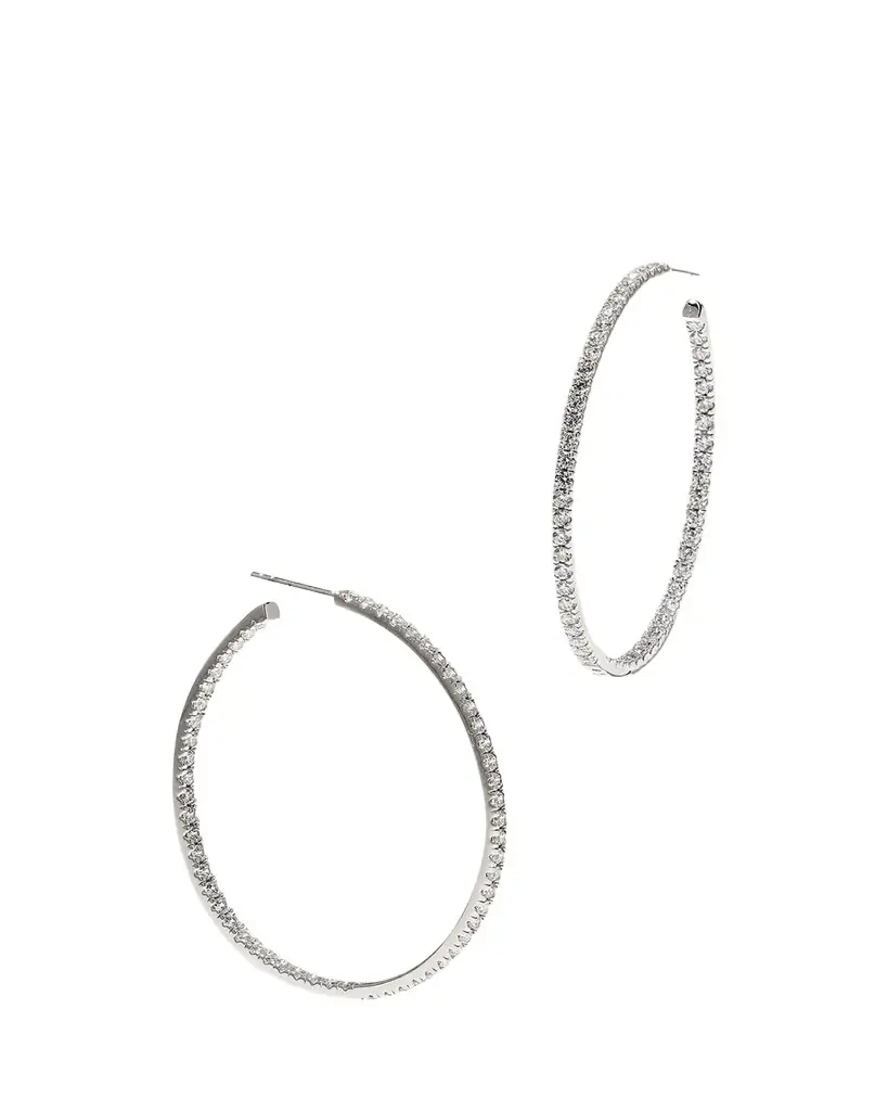Fantasia by DeSerio 18K Gold-Plated Sterling Silver Cubic Zirconia Hoop Earrings