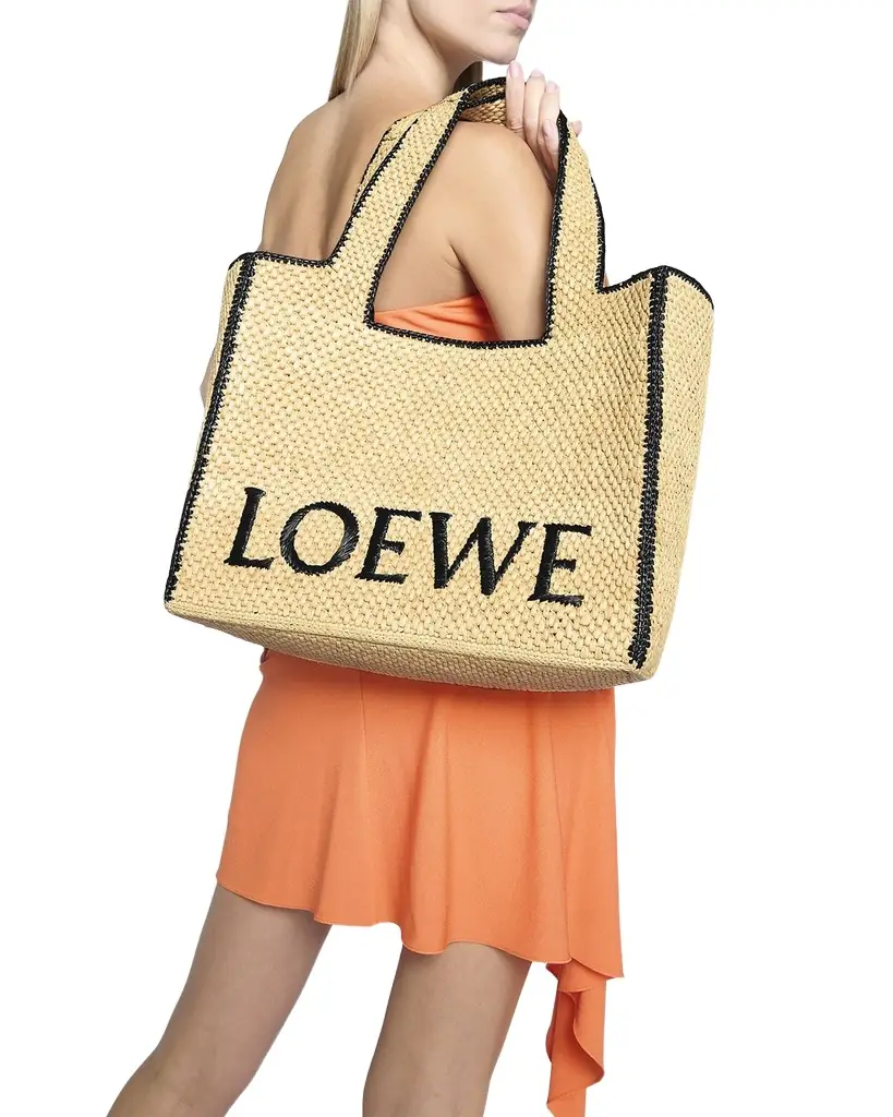 Loewe x Paula's Ibiza Font Large Tote Bag in Raffia