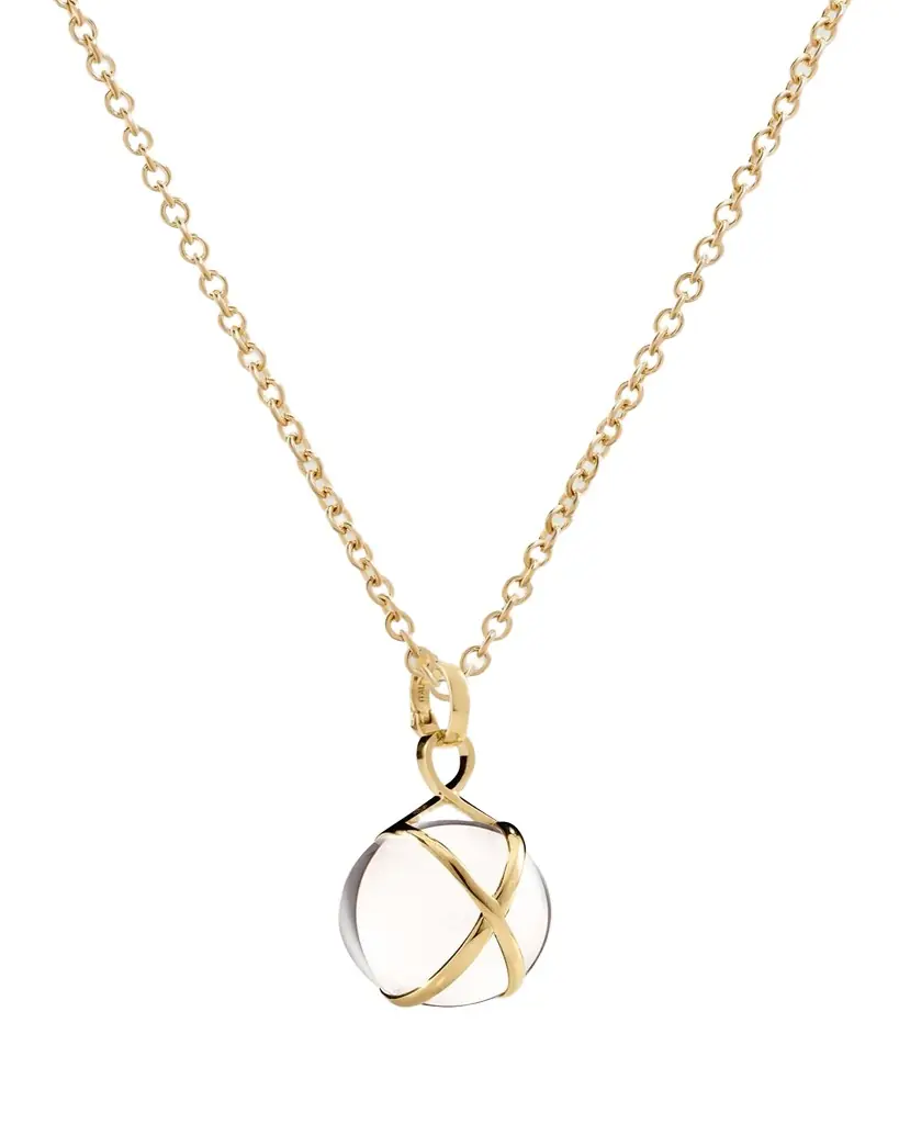 L. Klein Prisma 18k Gold & Crystal Quartz Medium Pendant Classic Chain Necklace