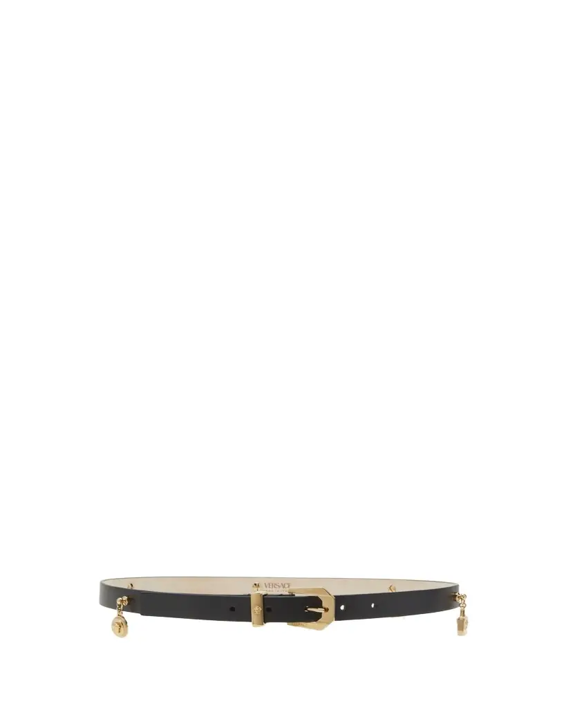 Versace H20 Medusa Charm Leather & Brass Belt