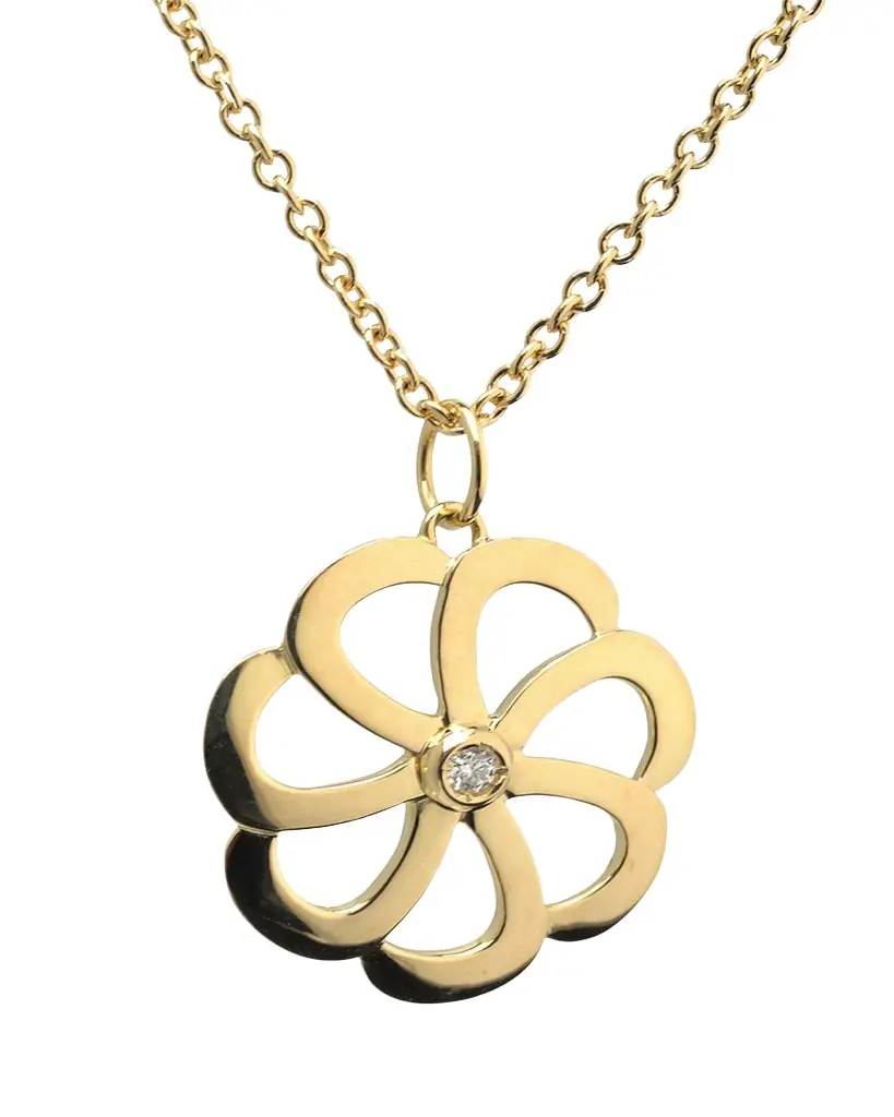 L. Klein 18k Gold Flora Diamond Pendant Necklace