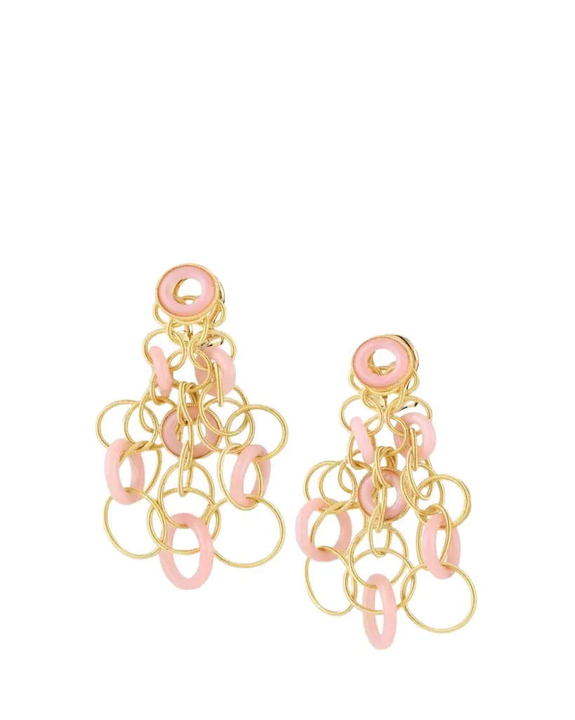 Buccellati Hawaii 18K Yellow Gold Pink Opal Earrings, 5cm