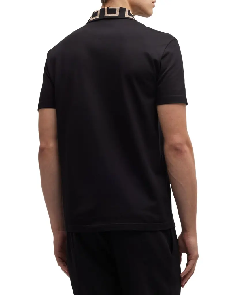Versace Men's Greca-Collar Polo Shirt