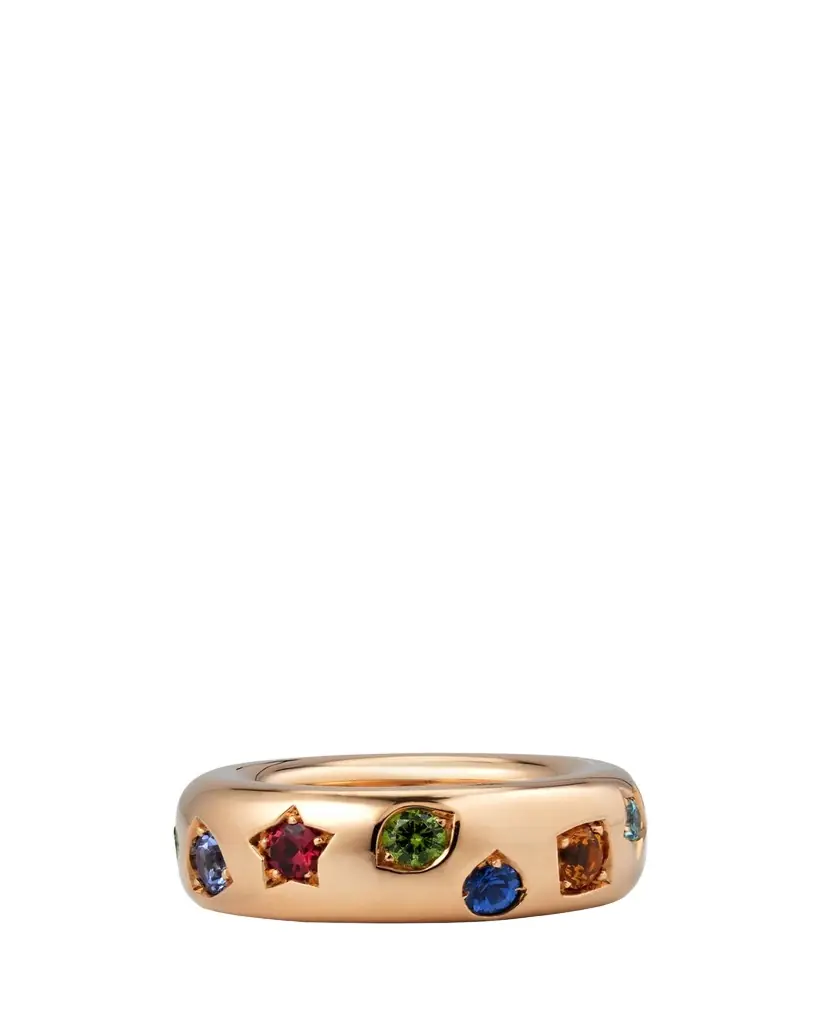 Pomellato Iconica 18k Rose Gold Slim Multi Gemstone Ring