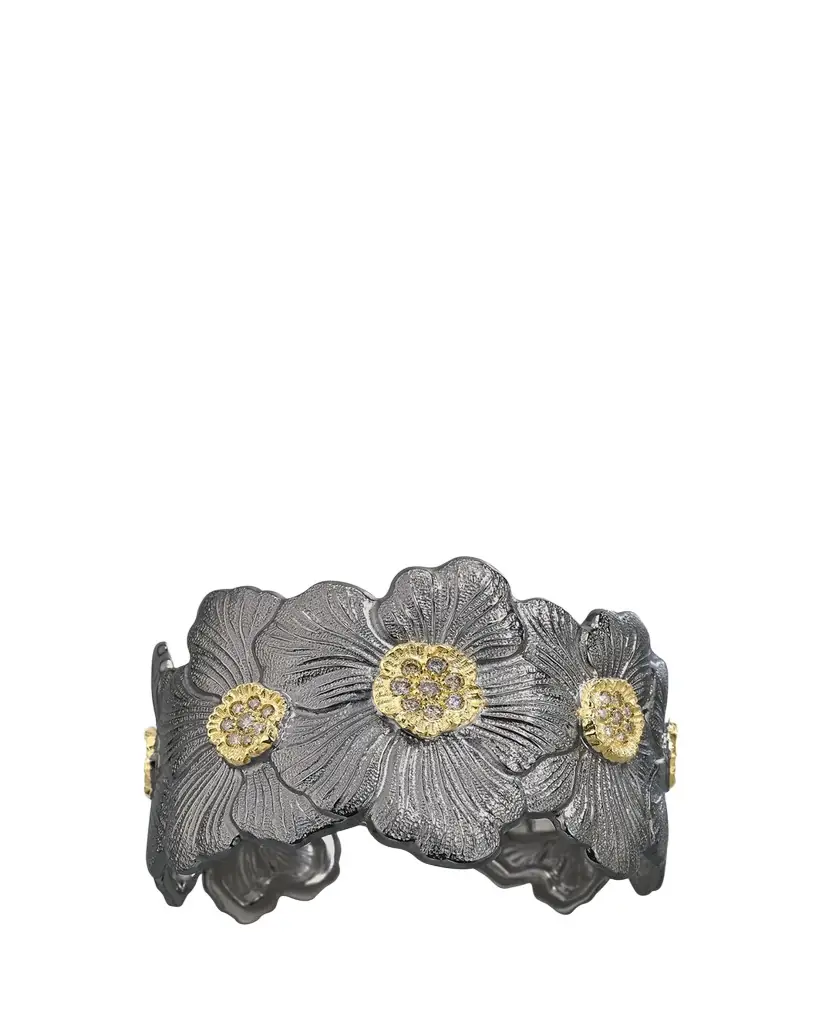 Buccellati Blossom Gardenia Cuff in Burnished Silver