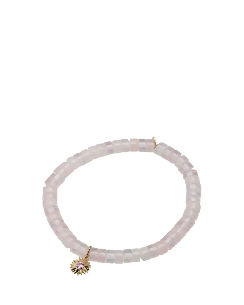 Sydney Evan 14K Yellow Gold Solar Compass Pink Sapphire Charm Bracelet