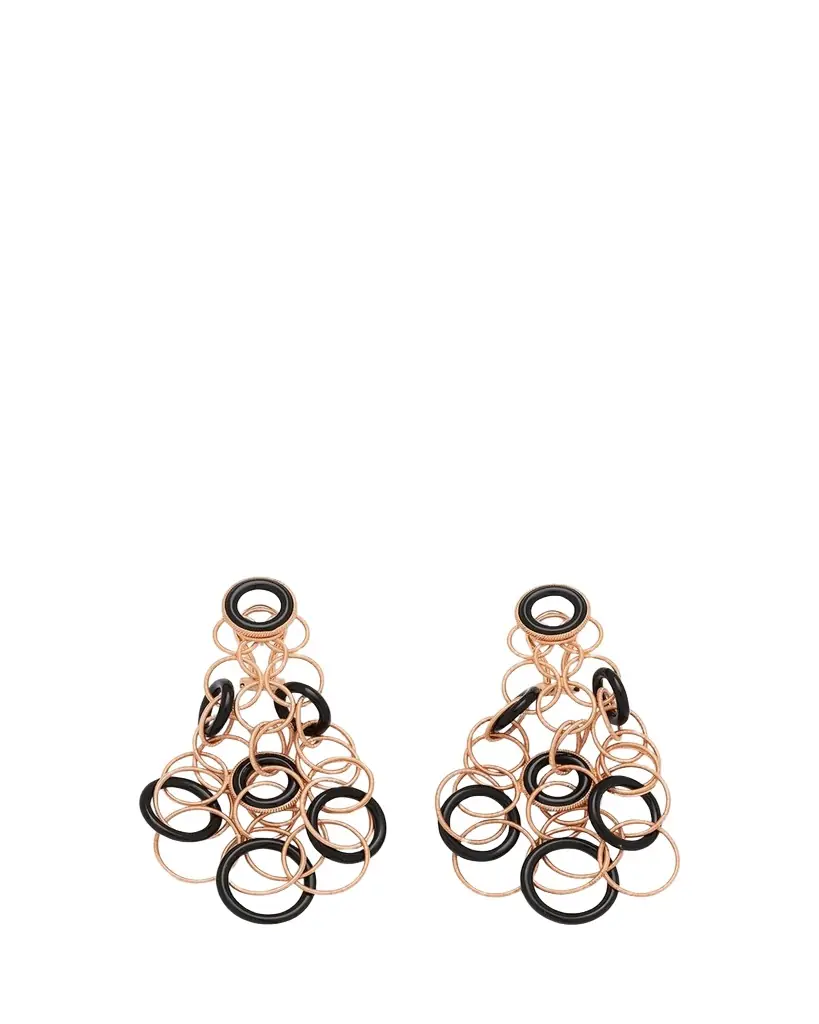 Buccellati Hawaii 18K Rose Gold & Onyx Pendant Earrings, 7cm