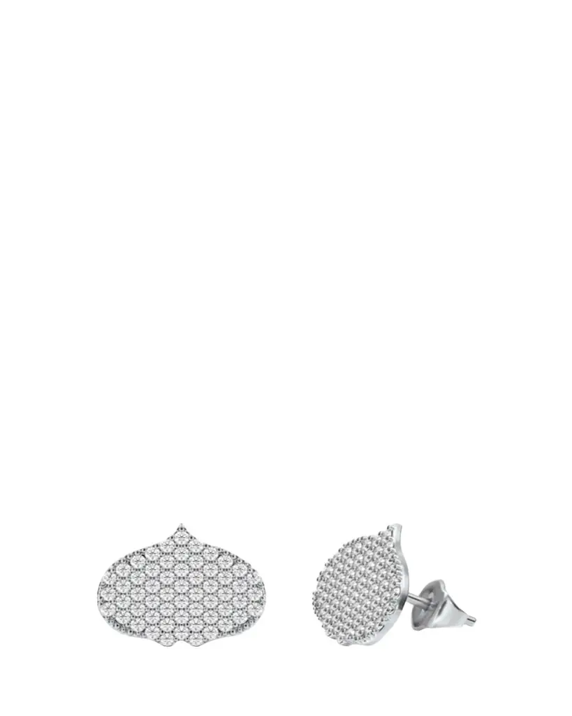 KAMAL Eye Adore Stud Earrings in Gold and White Diamonds, 12mm