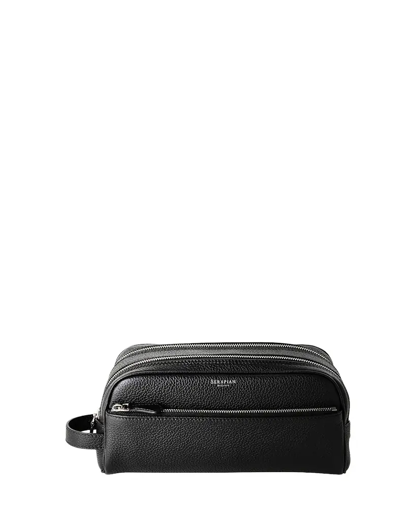 Serapian Men's Cachemire Leather Double-Zip Toiletry Case