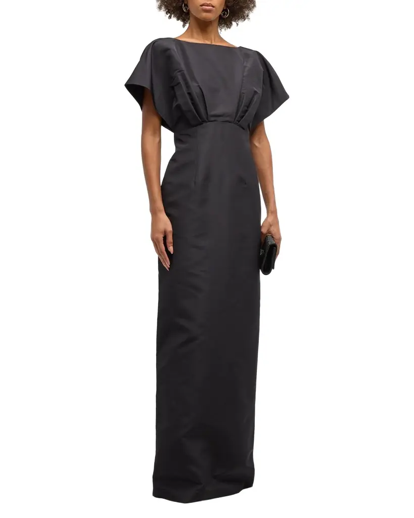 Carolina Herrera Silk Column Gown with Fan Bodice