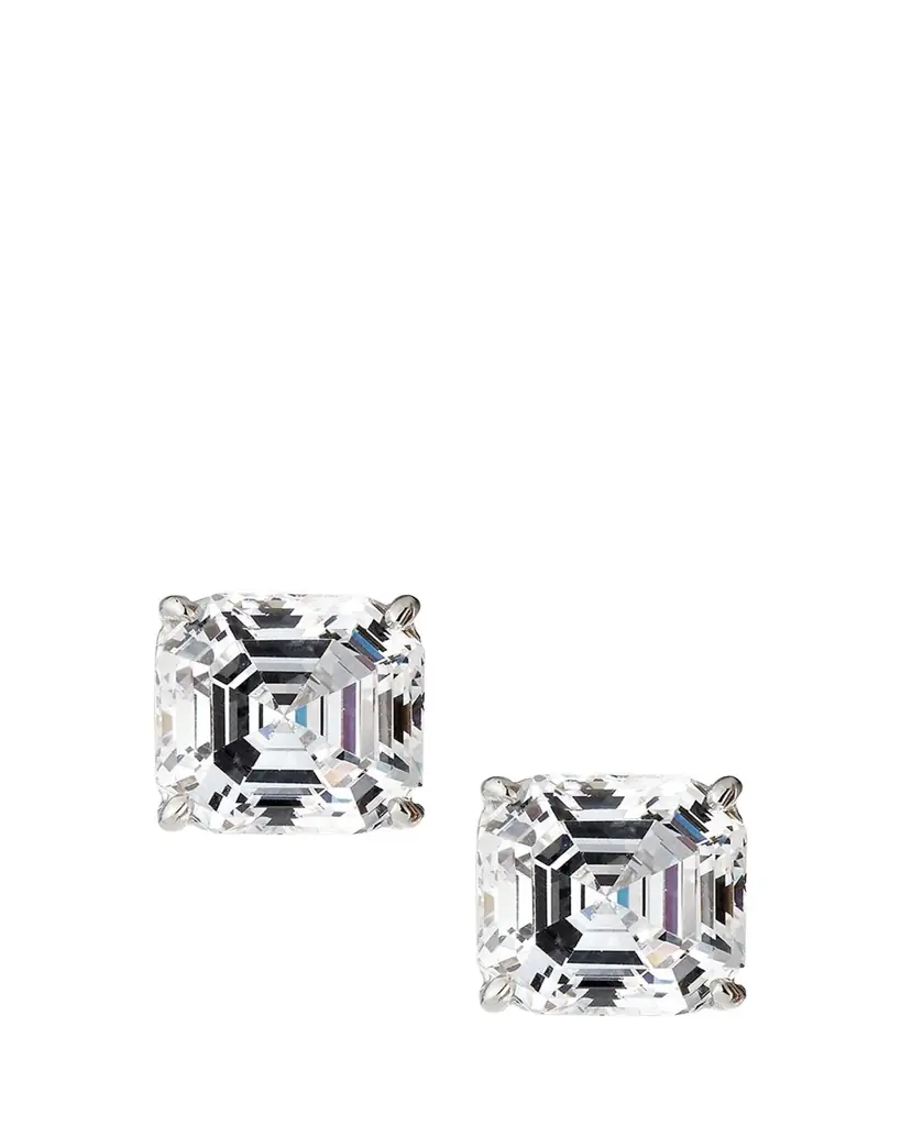 Fantasia by DeSerio 14K Yellow Gold 5ct Asscher Stud Earrings