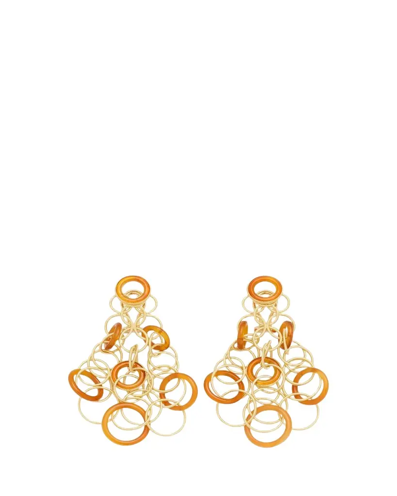 Buccellati Hawaii 18K Gold & Carnelian Pendant Earrings, 7cm