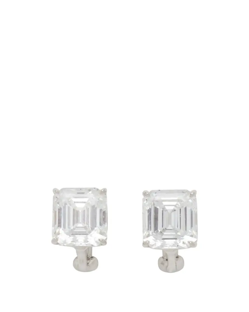 Fantasia by DeSerio Sterling Silver 6.5ct Emerald-Cut Stud Earrings
