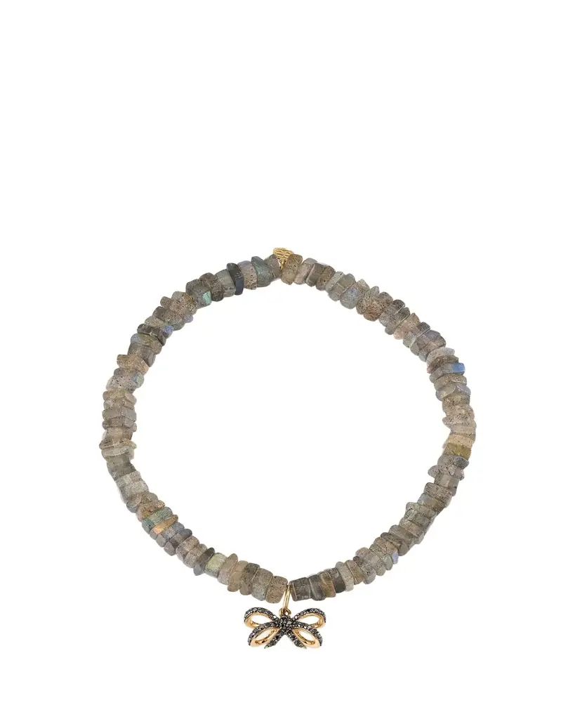 Sydney Evan 14K Pave and Labradorite Bracelet with Double Bow Charm