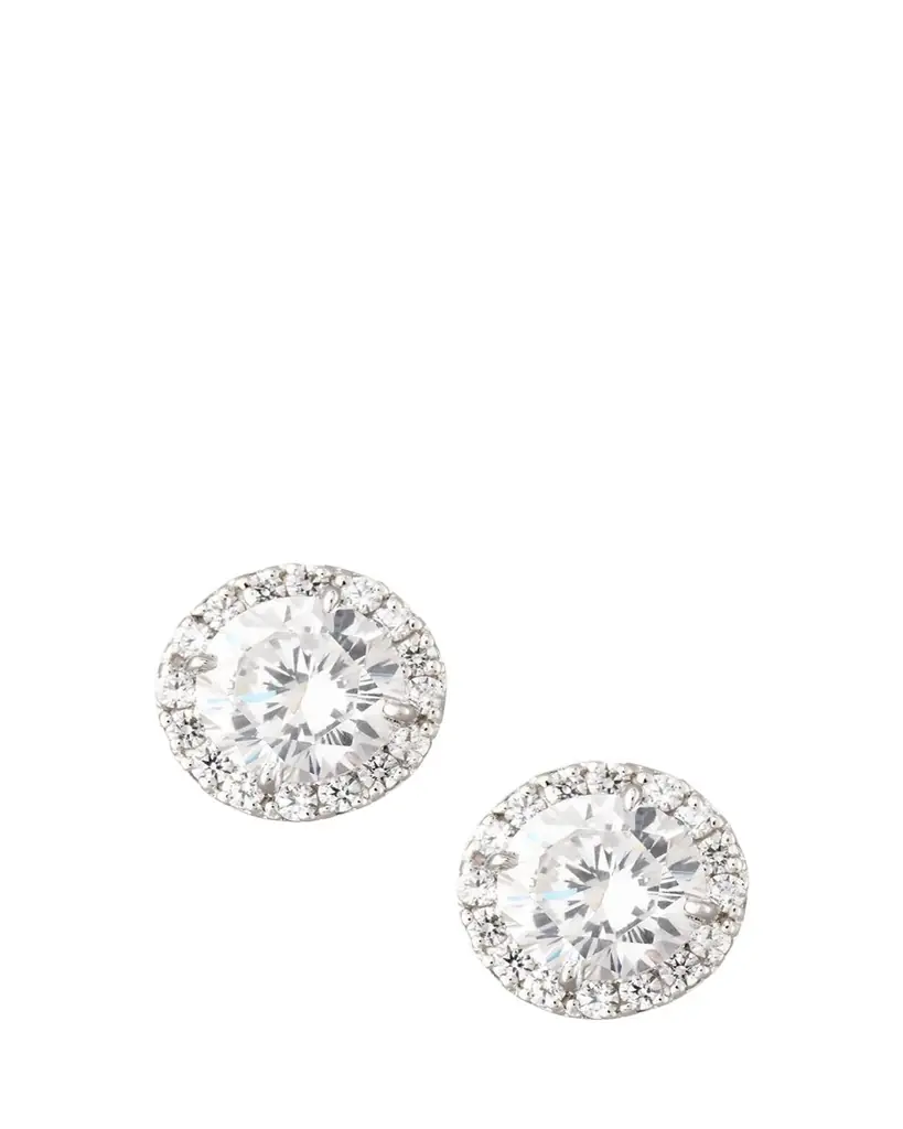 Fantasia by DeSerio Sterling Silver 1.5ct Pave Stud Earrings