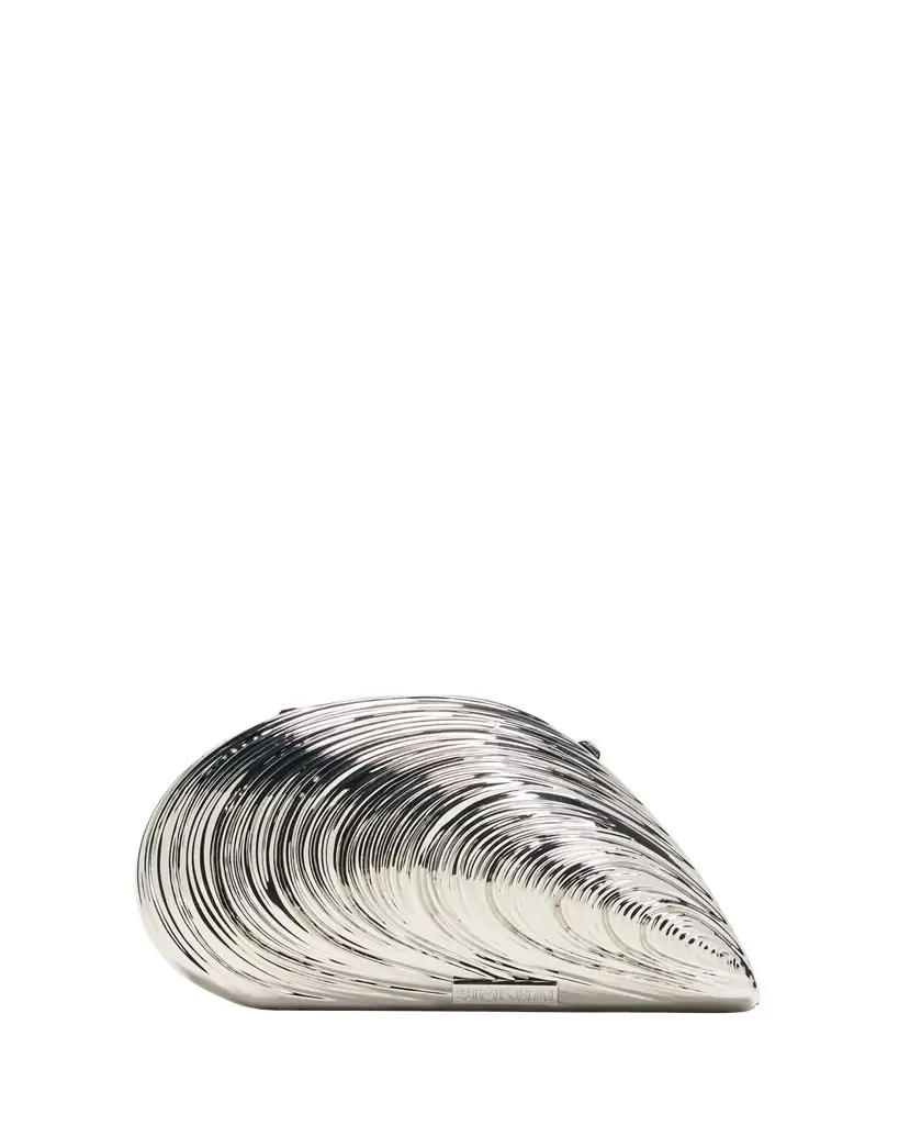 SIMKHAI Bridget Metal Oyster Shell Clutch Bag