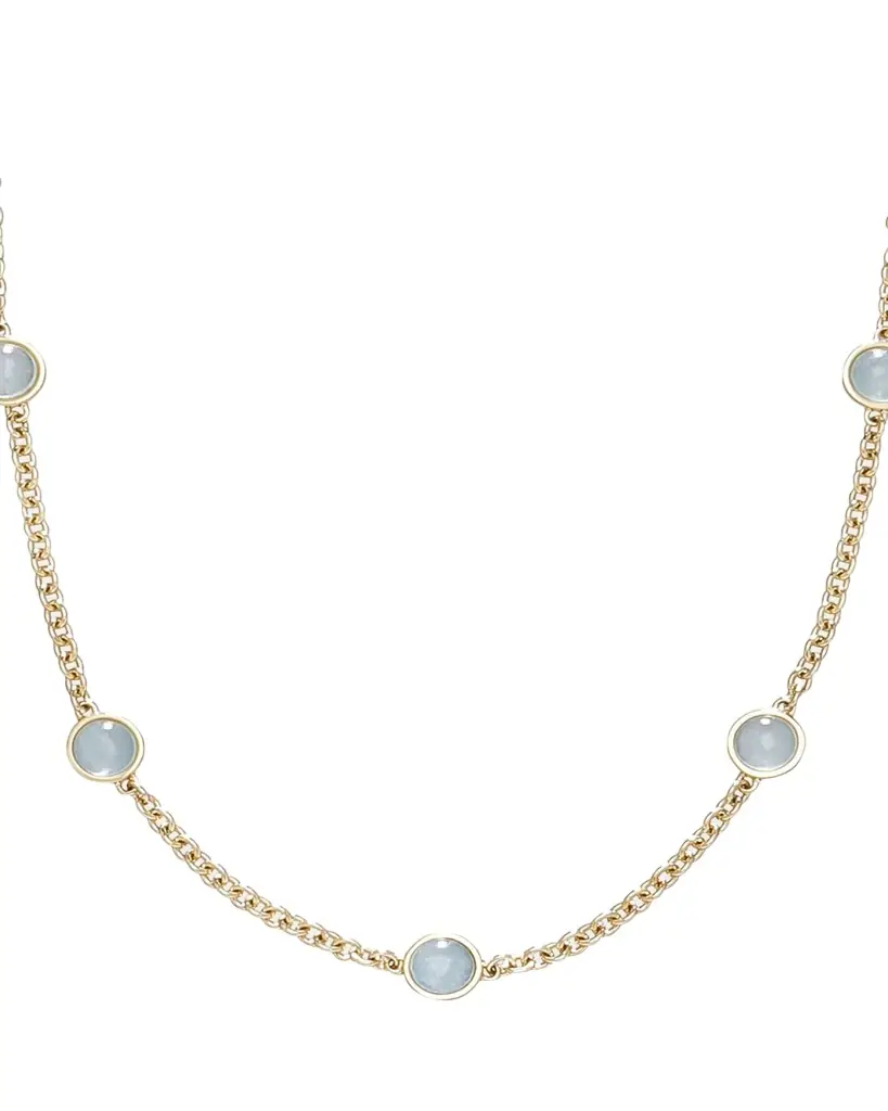 L. Klein 18k Gold Bubbles Aquamarine Chain Necklace