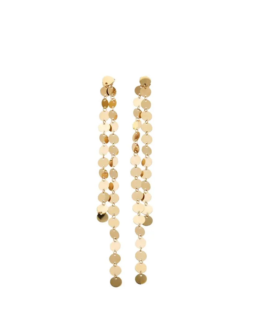 Lana 14K Yellow Gold Laser Disc Linear Earrings