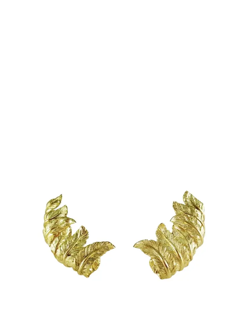Verdura Yellow Gold Feather Ear Cuffs