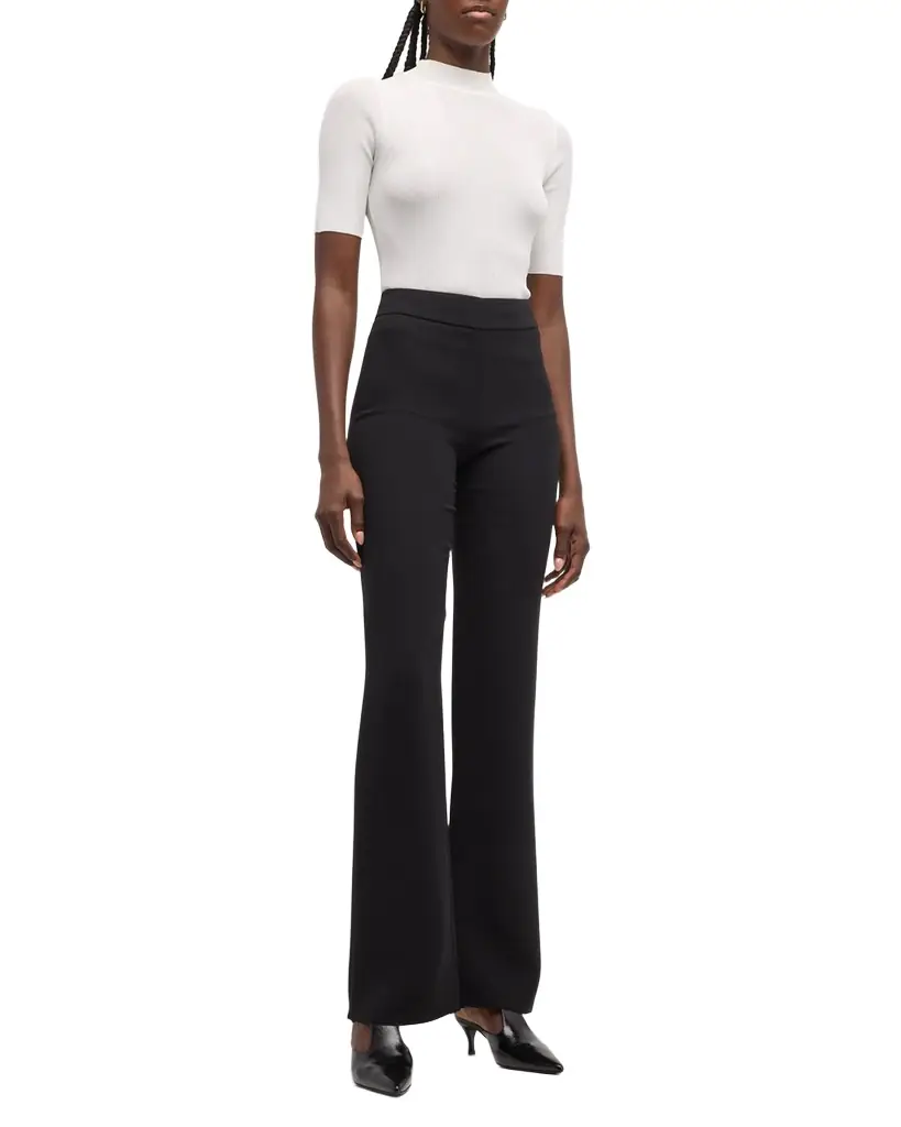 Giorgio Armani Black Cady Straight-Leg Pants