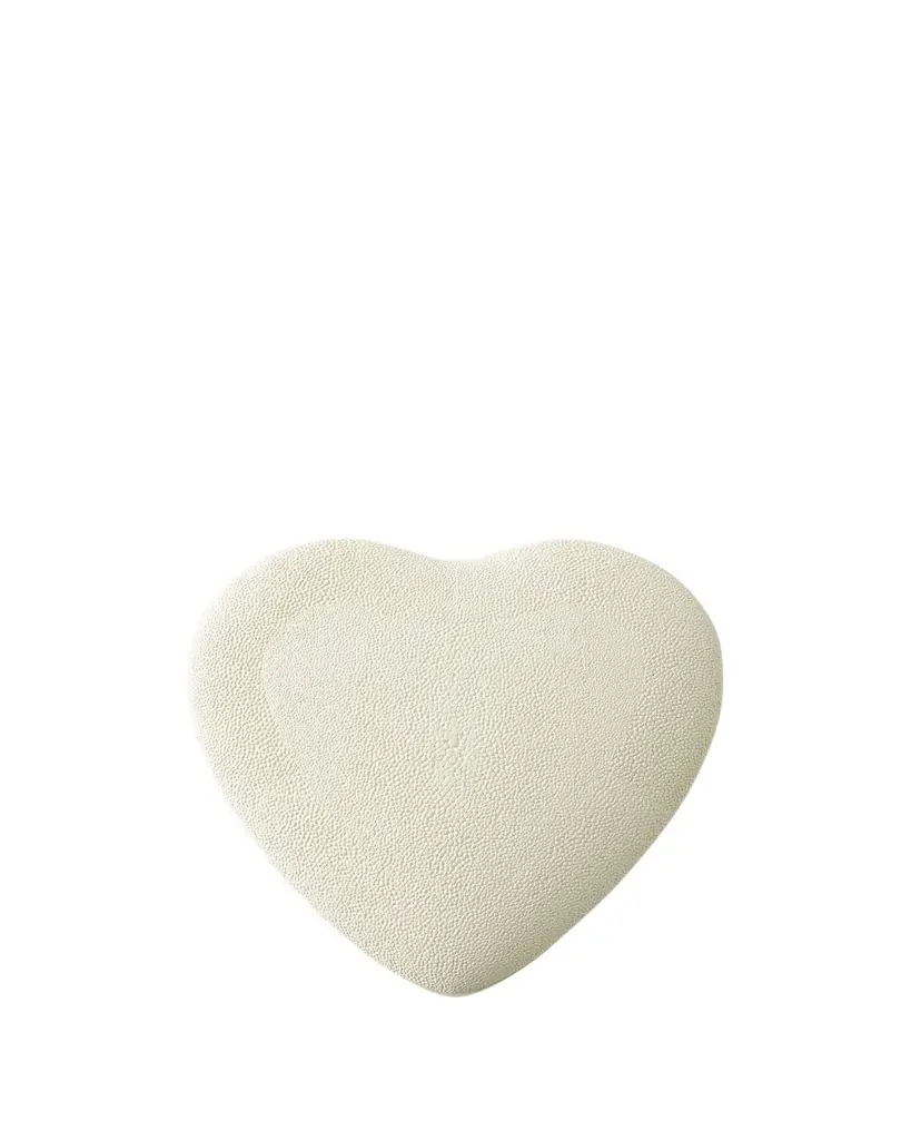 AERIN Faux Shagreen Heart Jewelry Box, Cream