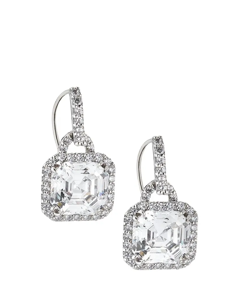 Fantasia by DeSerio 3.5ct Asscher Cut Cubic Zirconia Earrings