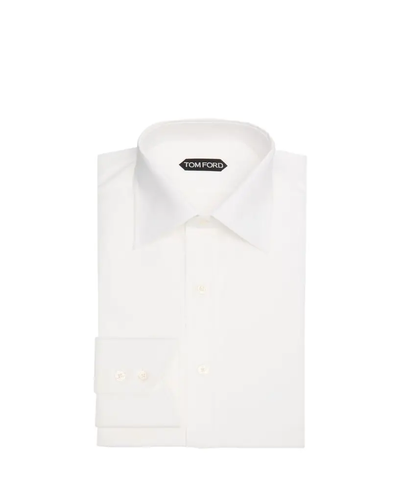 TOM FORD Men's Cotton Point-Collar Dress Shirt