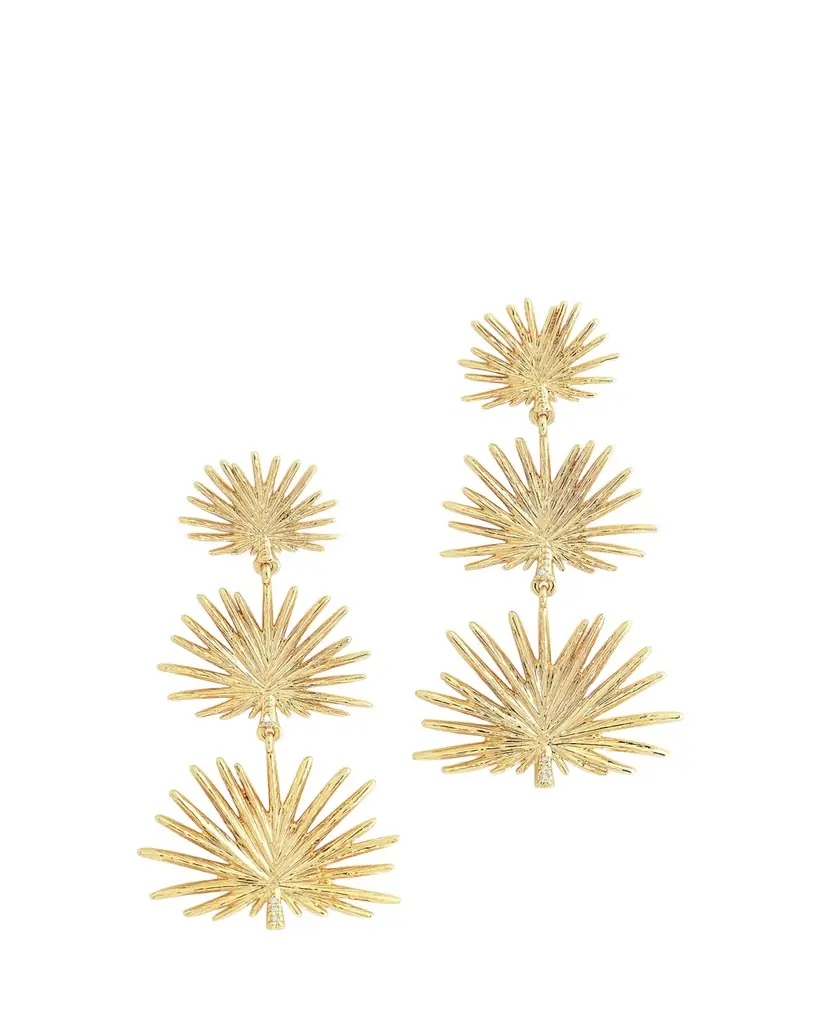 Anabel Aram Jewelry Cubic Zirconia Palm Leaves Earrings