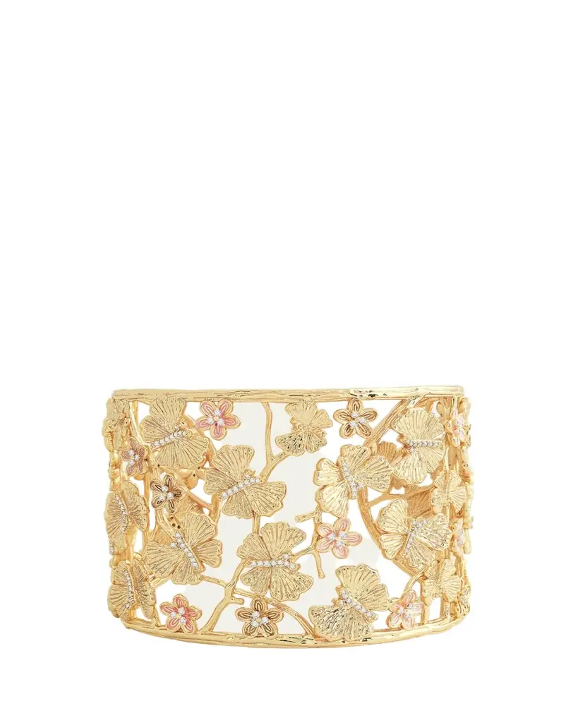 Anabel Aram Jewelry Cubic Zirconia Butterfly and Flower Cuff Bracelet