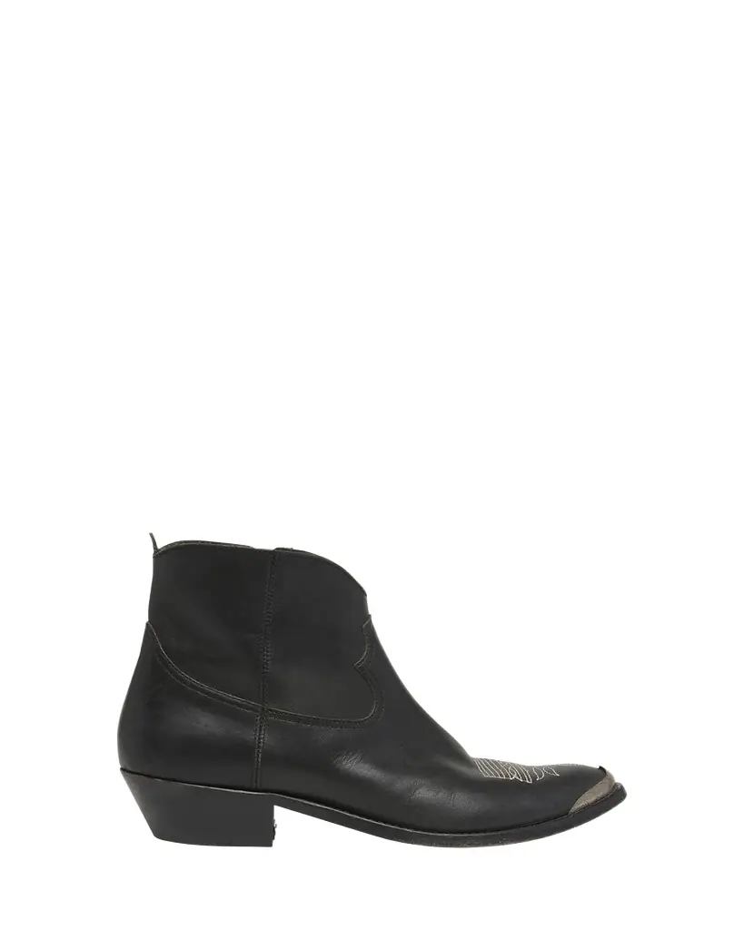Golden Goose Young Leather Zip Cowboy Ankle Boots