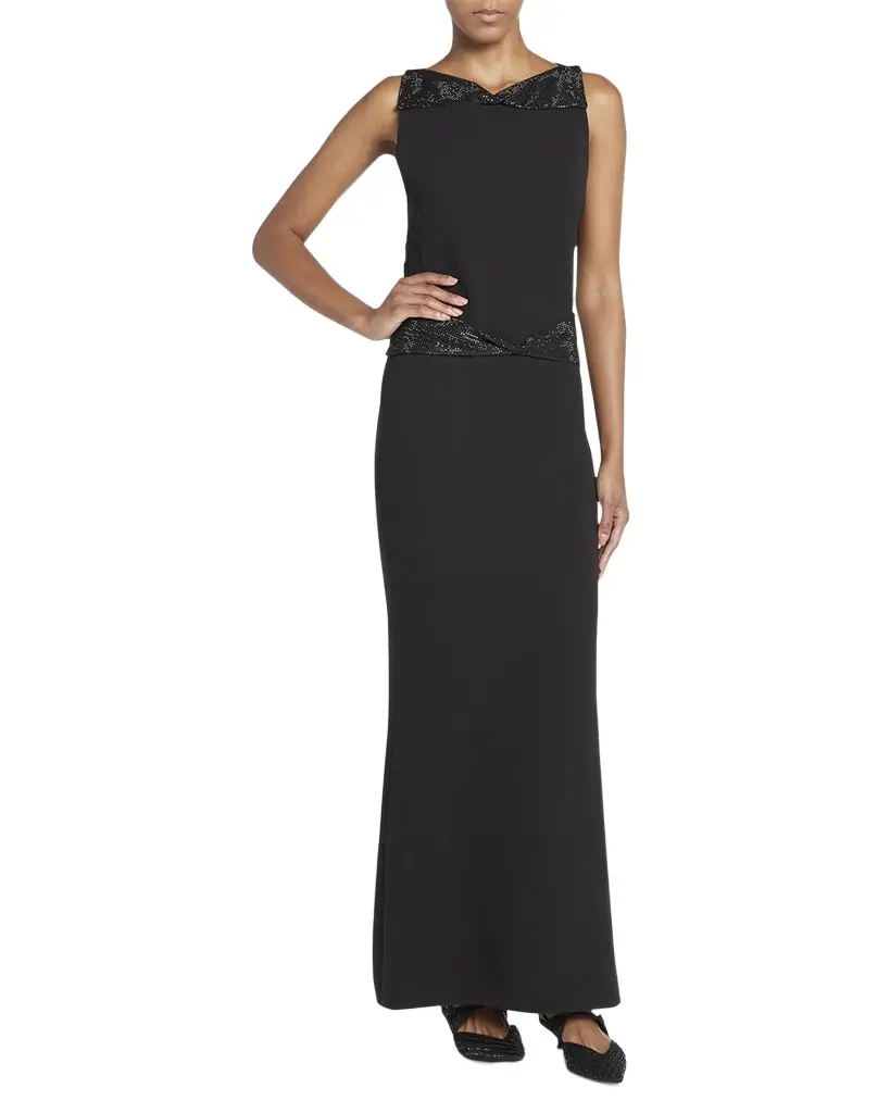 Giorgio Armani Crystal Back Cutout Trumpet Silk Gown