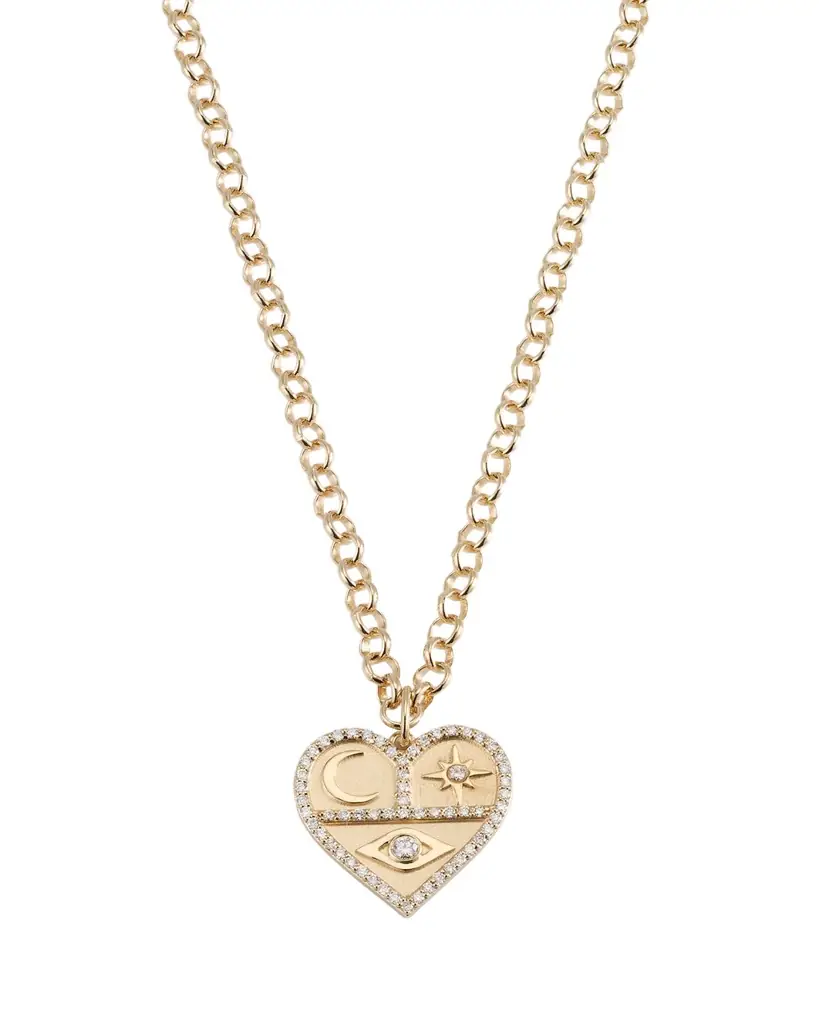 Sydney Evan Heart Icon Charm Chain Necklace with Diamonds