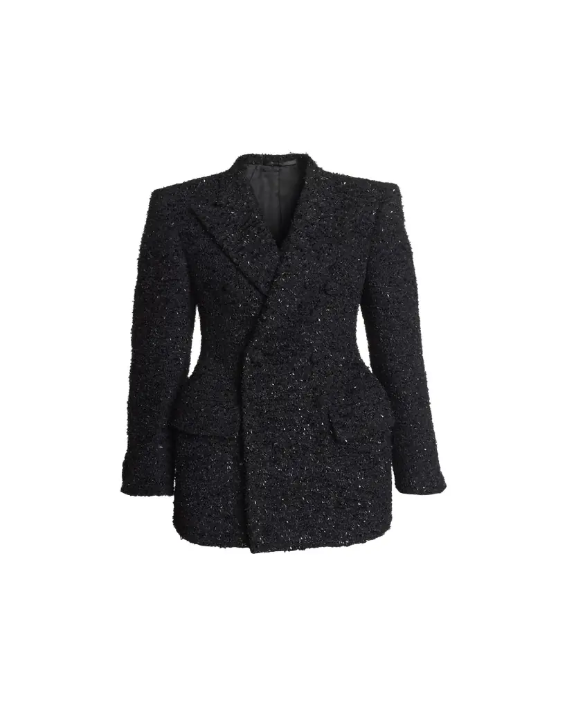 Balenciaga Boucle Double-Breast Hourglass Coat