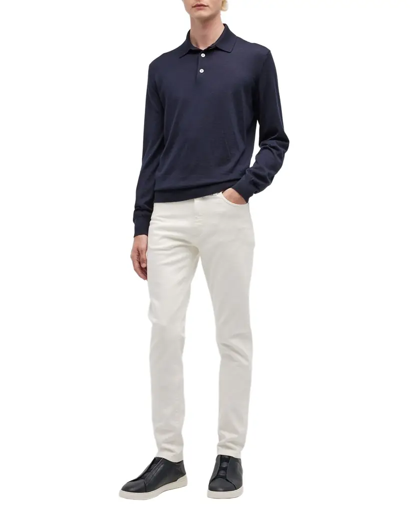 ZEGNA Men's Cashmere-Silk Polo Sweater