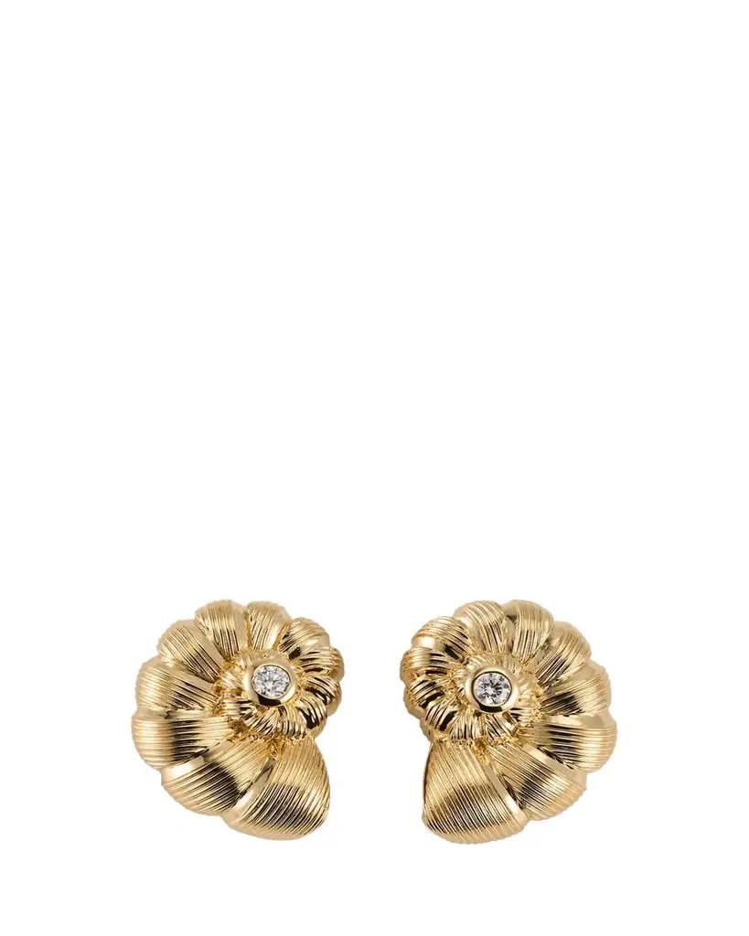 Sydney Evan 14K Diamond Large Nautilus Stud Earrings