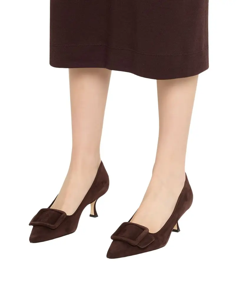 Manolo Blahnik Maysale Suede Buckle Pumps