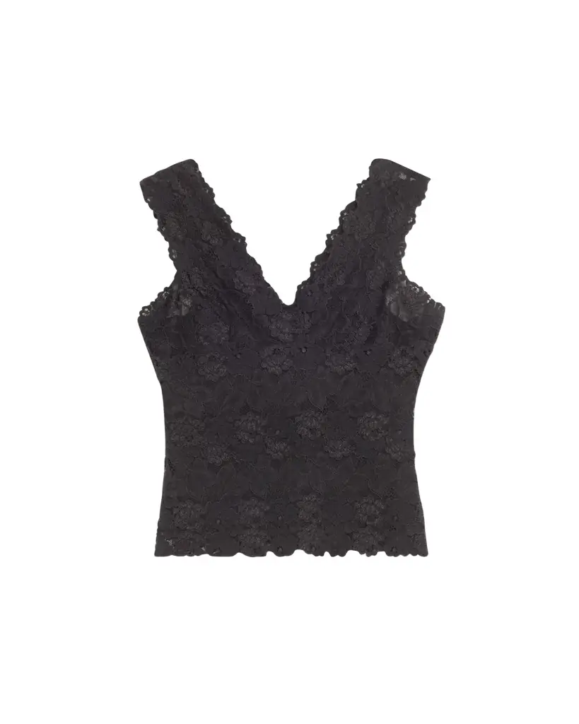 Josie Natori V-Neck Floral Lace Tank