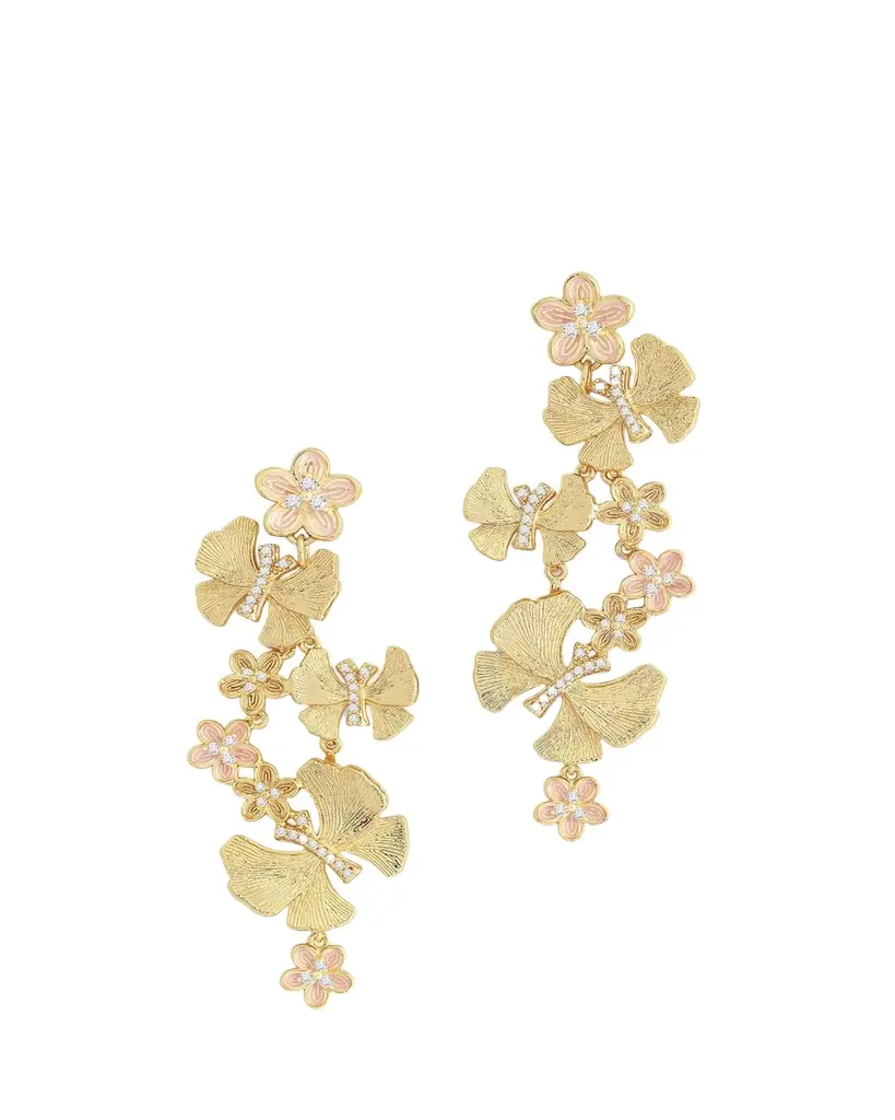 Anabel Aram Jewelry Cubic Zirconia Butterfly and Flower Statement Earrings