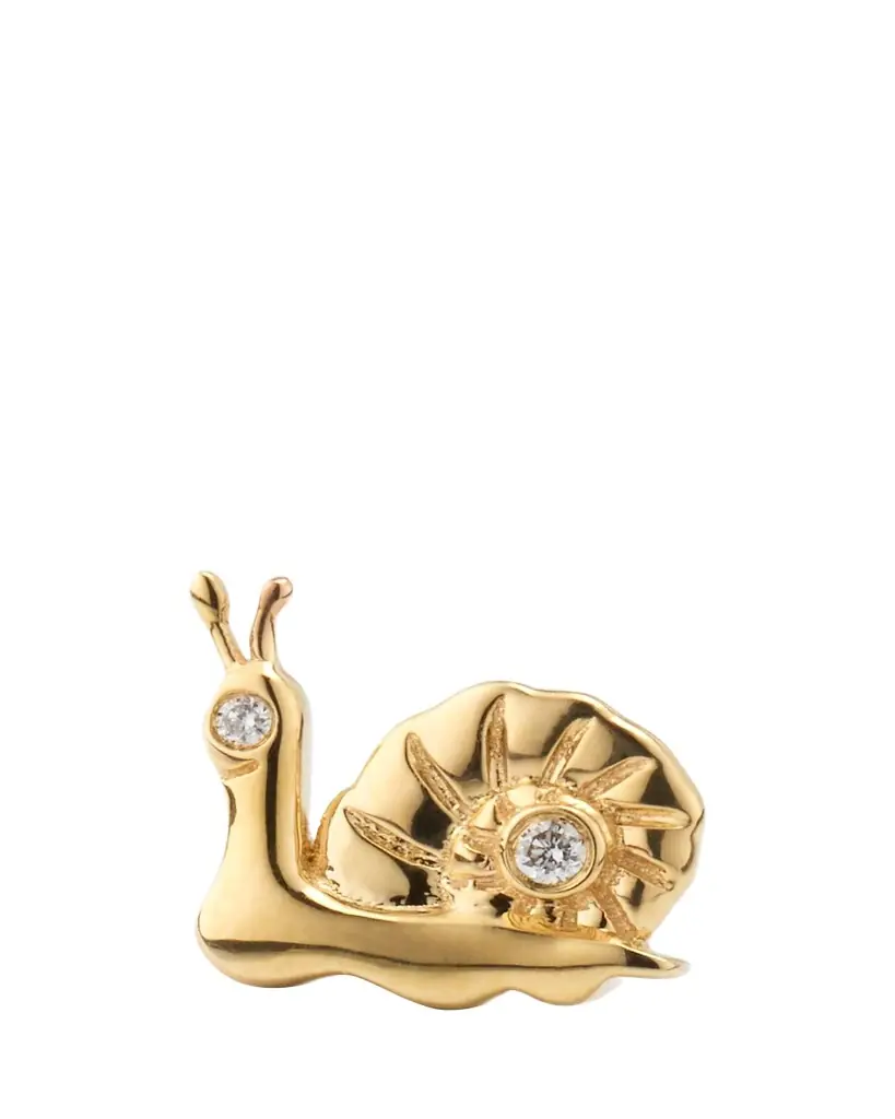 Sydney Evan 14k Diamond Small Snail Stud Earring, Single Left