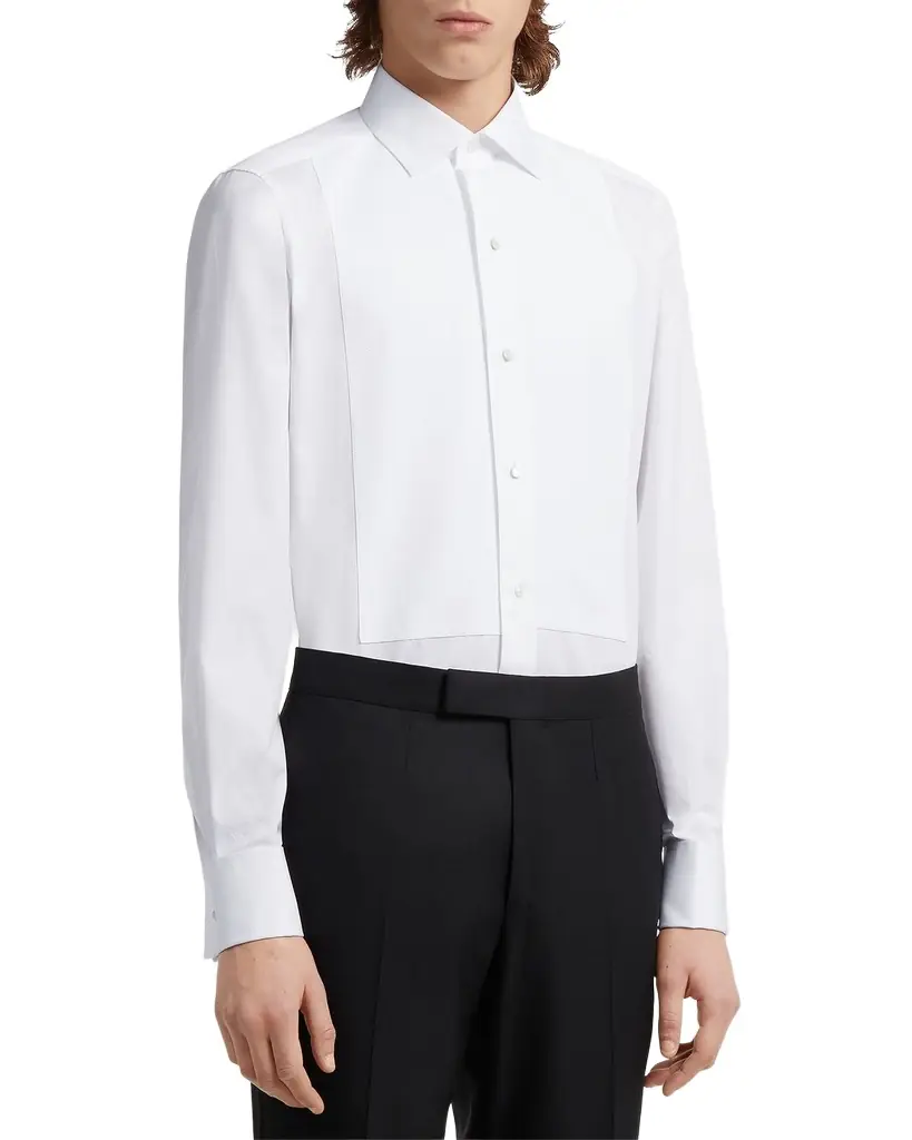 ZEGNA Men's Formal Piquet Evening Shirt