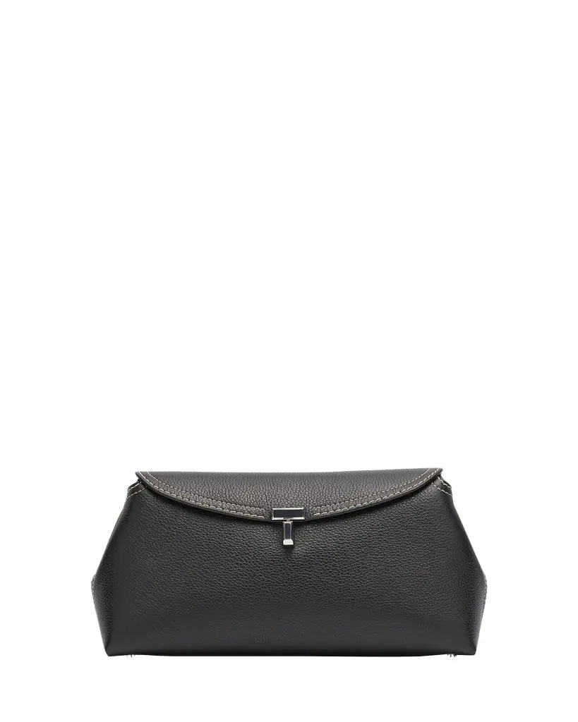 Toteme T-Lock Clutch Bag in Pebble Grain Leather
