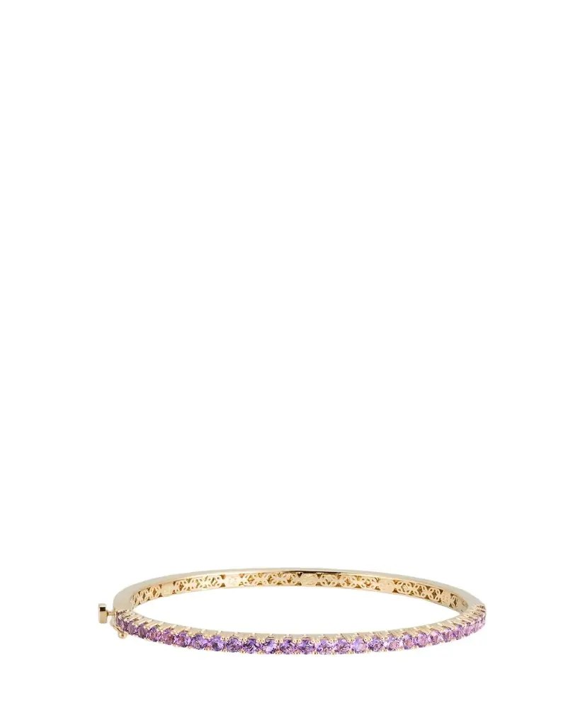 Sydney Evan 14K Gold Pave Amethyst Bangle Bracelet