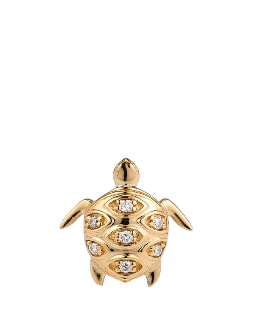 Sydney Evan 14K Turtle Earring with Marquise Eye Shell, Single